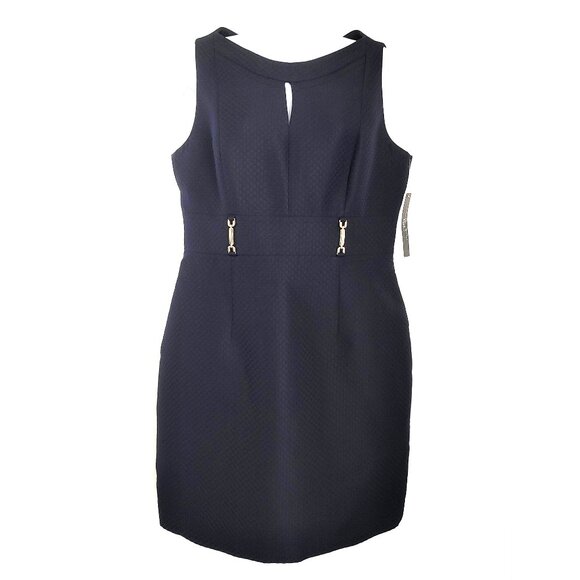 New Blue Sheath Dress Navy Blue Checker Workwear 10P Tahari Levine Studio - Picture 2 of 11